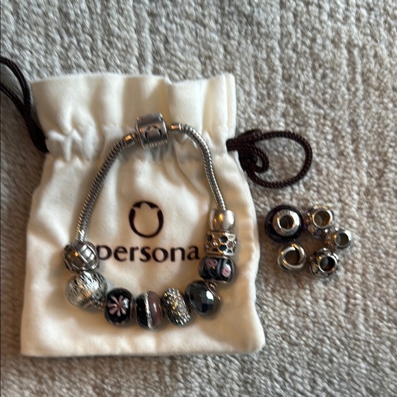 Persona Silver Charm Bracelet with 14 bead charms - Picture 4 of 4